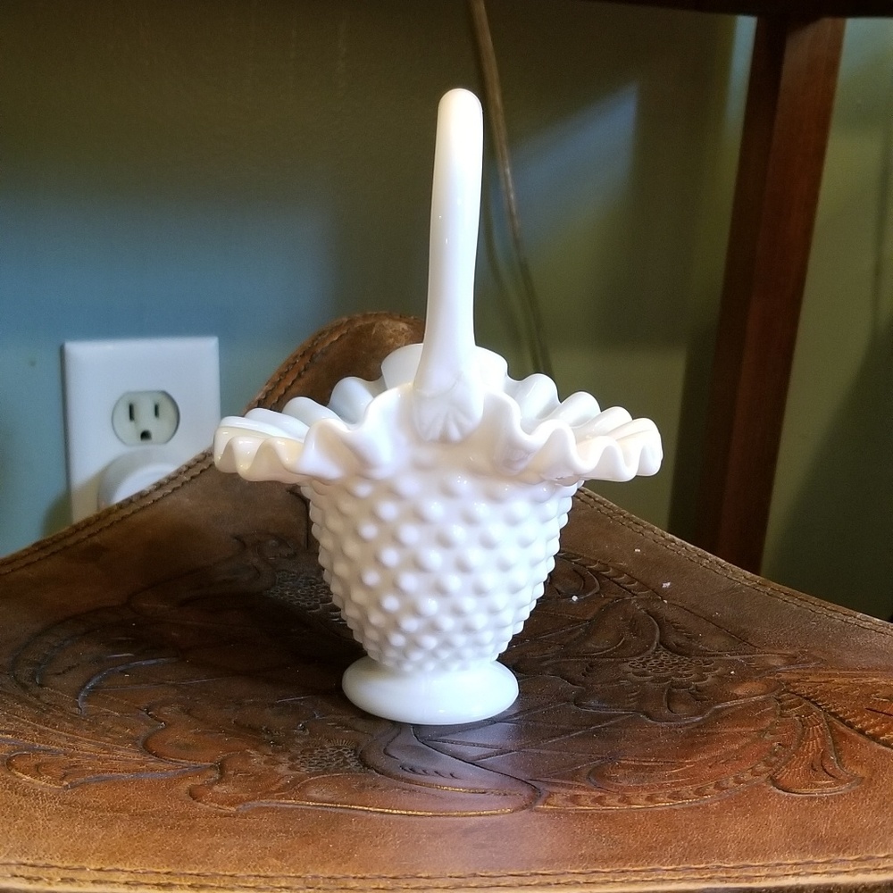 Milk glass basket